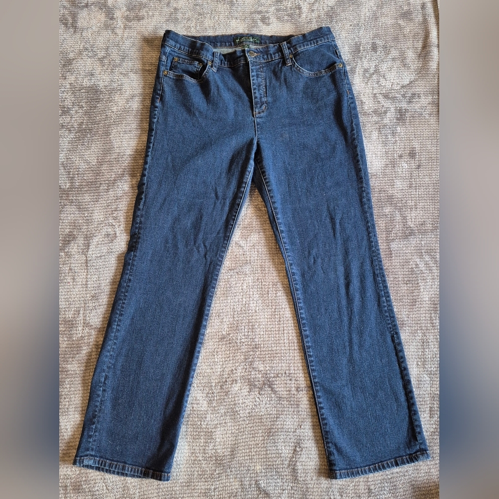 lauren ralph lauren Womens Jeans Sz 14 Classic Straight Stretch Dark Wash,